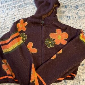 Witty Fox y2k brown floral zip up small